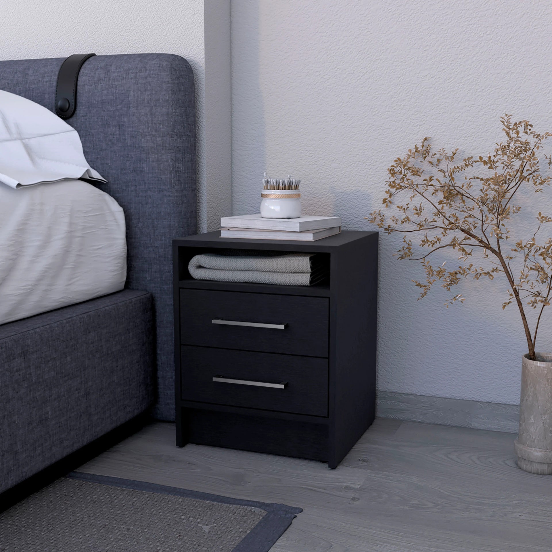 Wenge 2-Drawer Nightstand