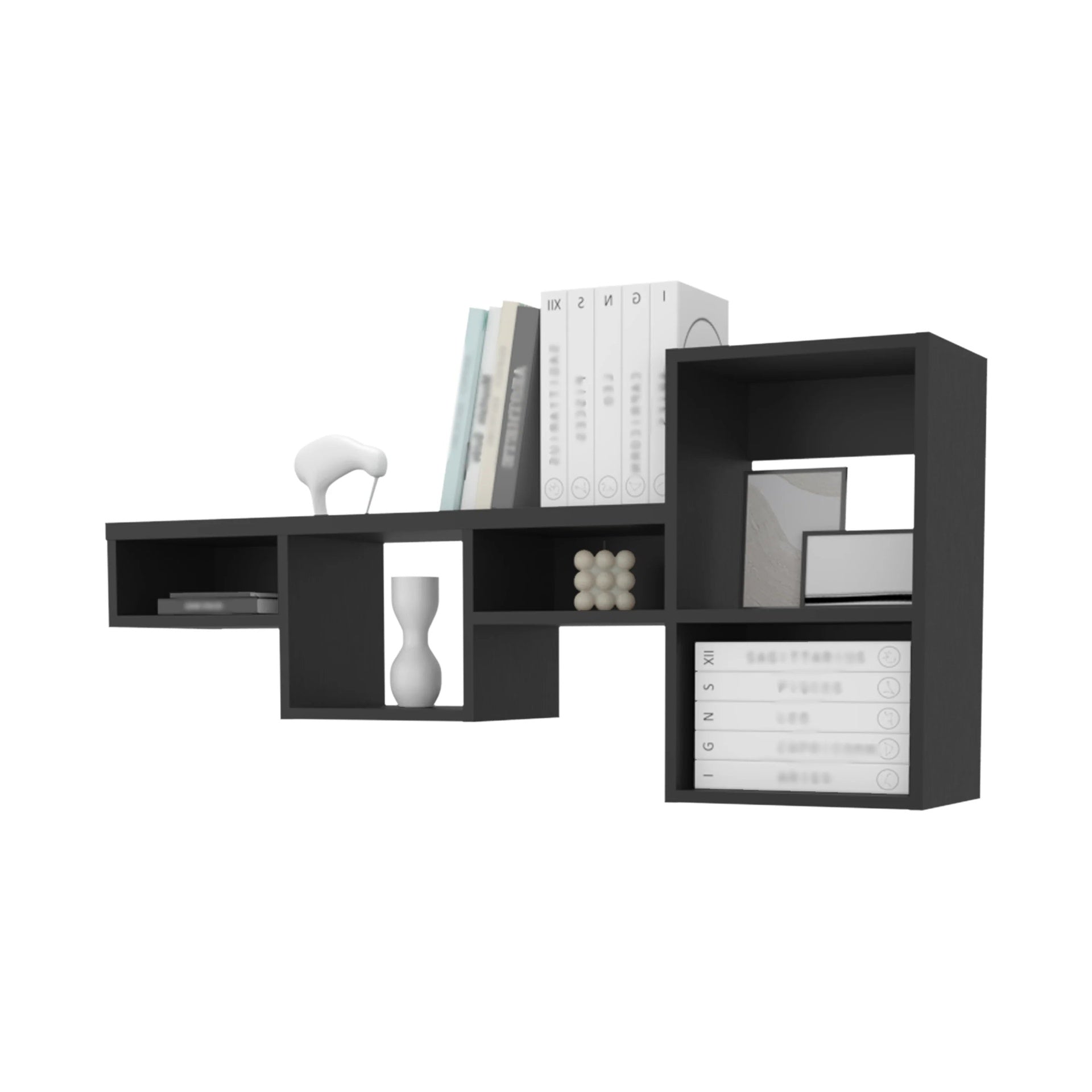 Wenge Wall-Mounted Shelf Unit with 5 Shelf