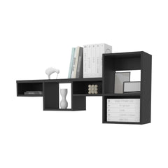 Wenge Wall-Mounted Shelf Unit with 5 Shelf