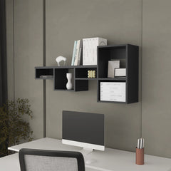 Wenge Wall-Mounted Shelf Unit with 5 Shelf