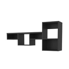 Wenge Wall-Mounted Shelf Unit with 5 Shelf