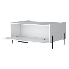 White Coffee Table with Flip-Down Door