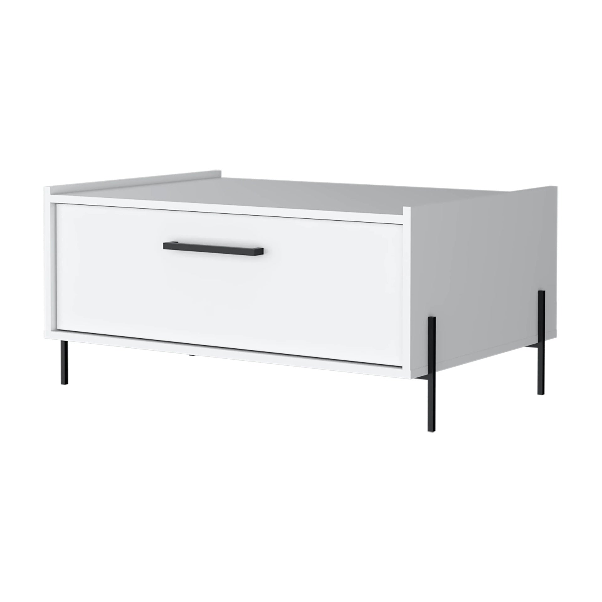 White Coffee Table with Flip-Down Door