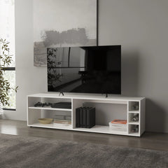 White TV Stand for 70" Screen with Open Storage and Melamine Finish