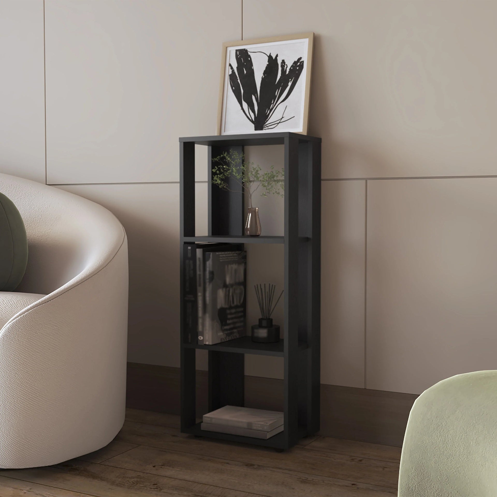 Wenge Bookcase in Melamine with Open Storage