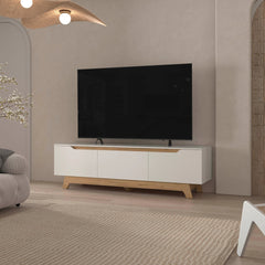 White and Natural Oak Entertainment Center with 2- Door