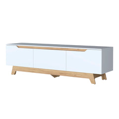 White and Natural Oak Entertainment Center with 2- Door