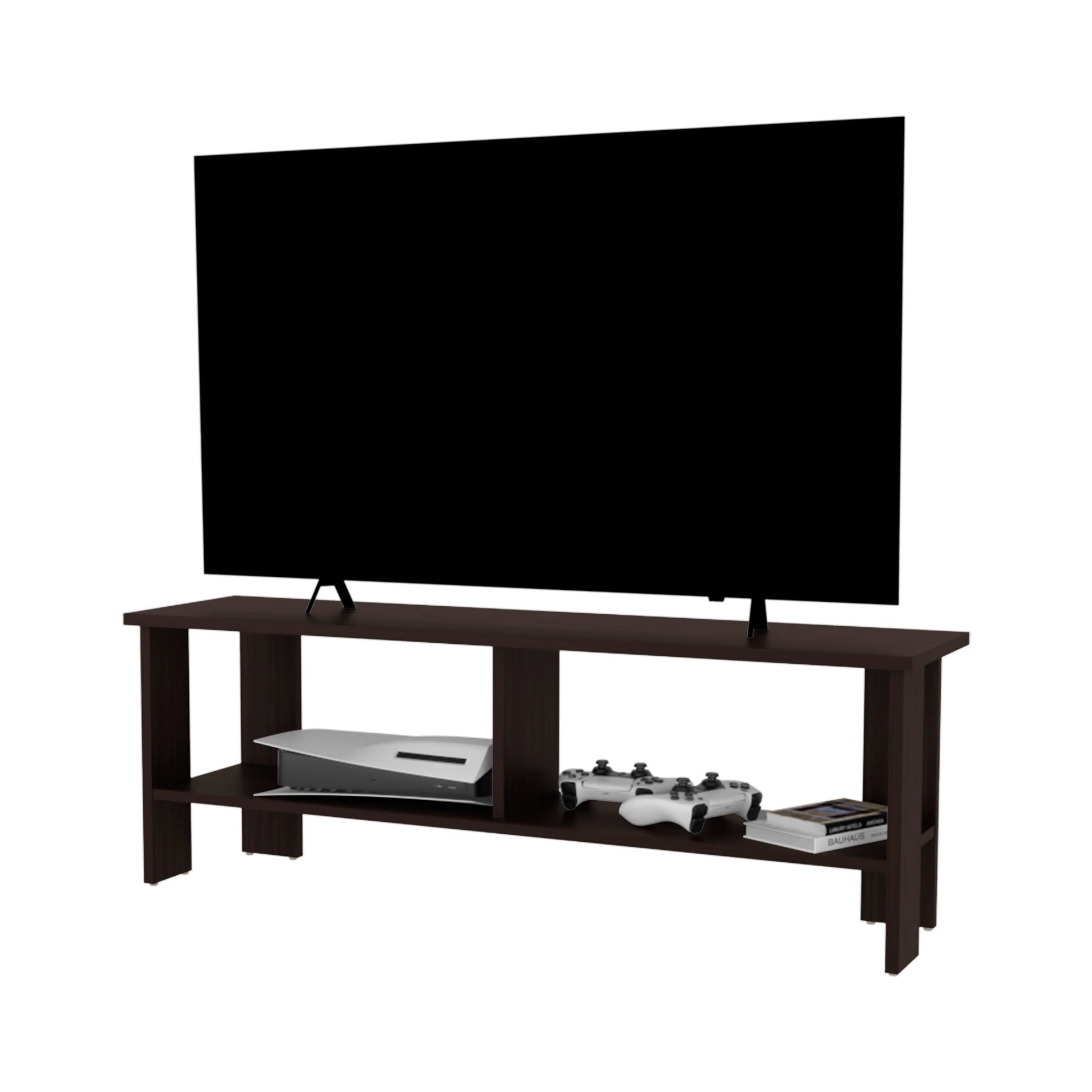 Stained Walnut TV Stand with Open Storage