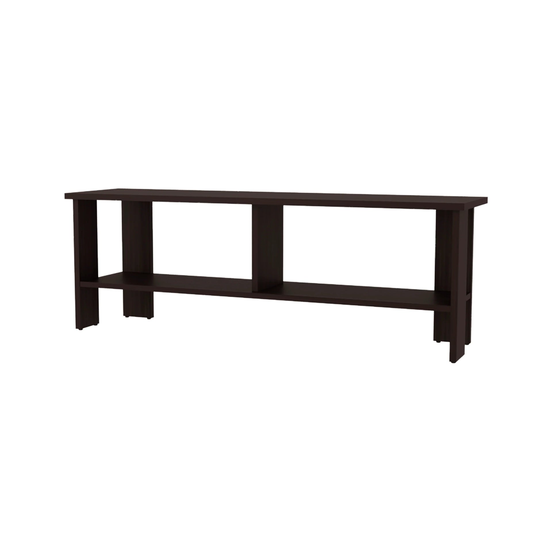 Stained Walnut TV Stand with Open Storage