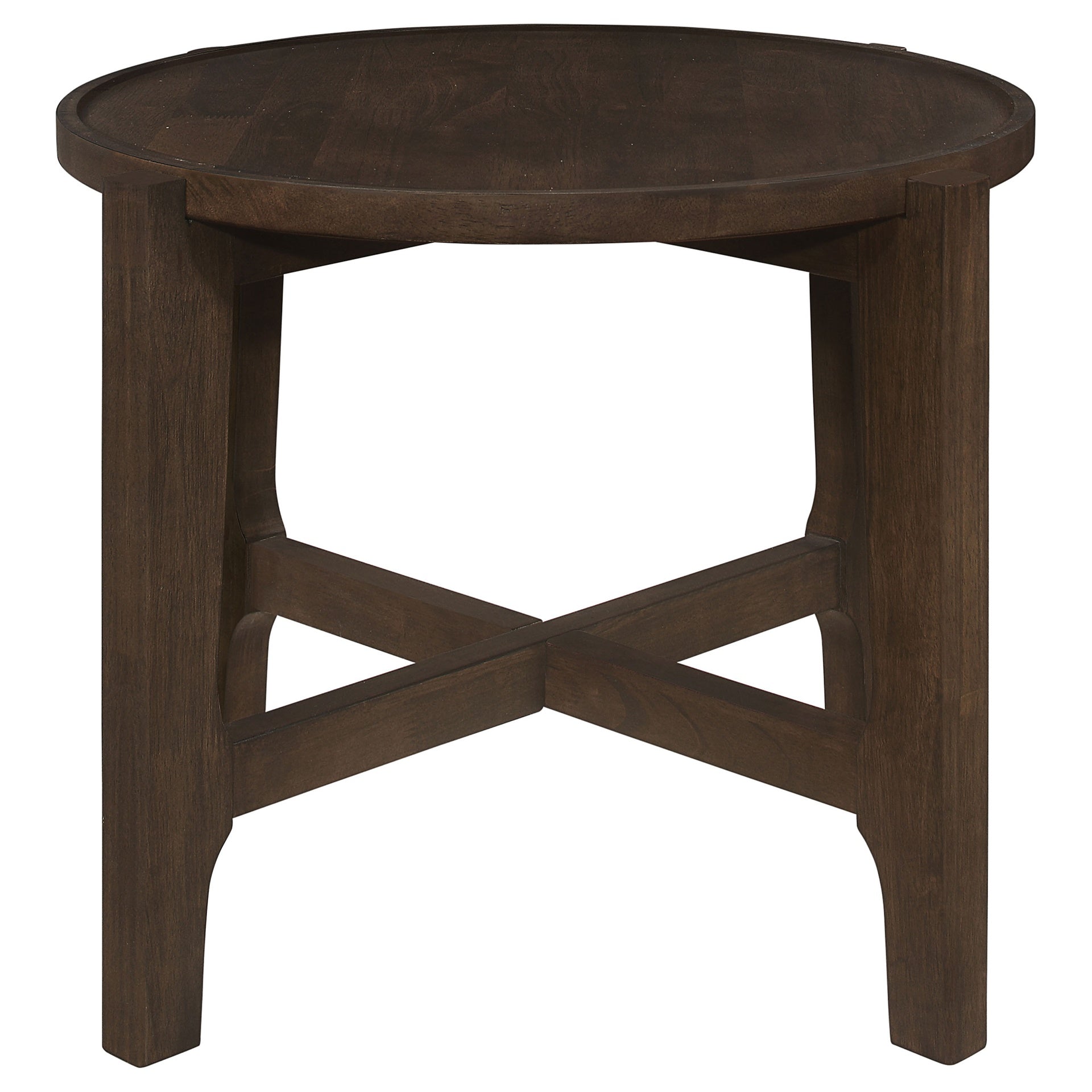 Mavis Dark Brown Round Solid Wood End Table