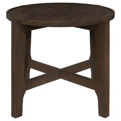 Mavis Dark Brown Round Solid Wood End Table