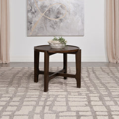Mavis Dark Brown Round Solid Wood End Table