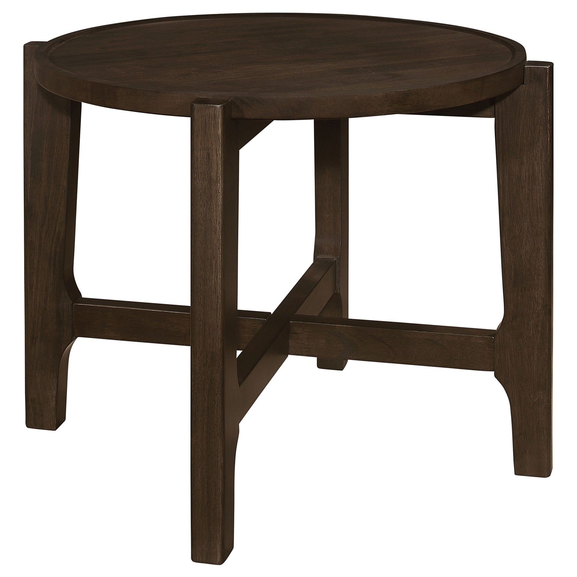 Mavis Dark Brown Round Solid Wood End Table