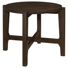Mavis Dark Brown Round Solid Wood End Table