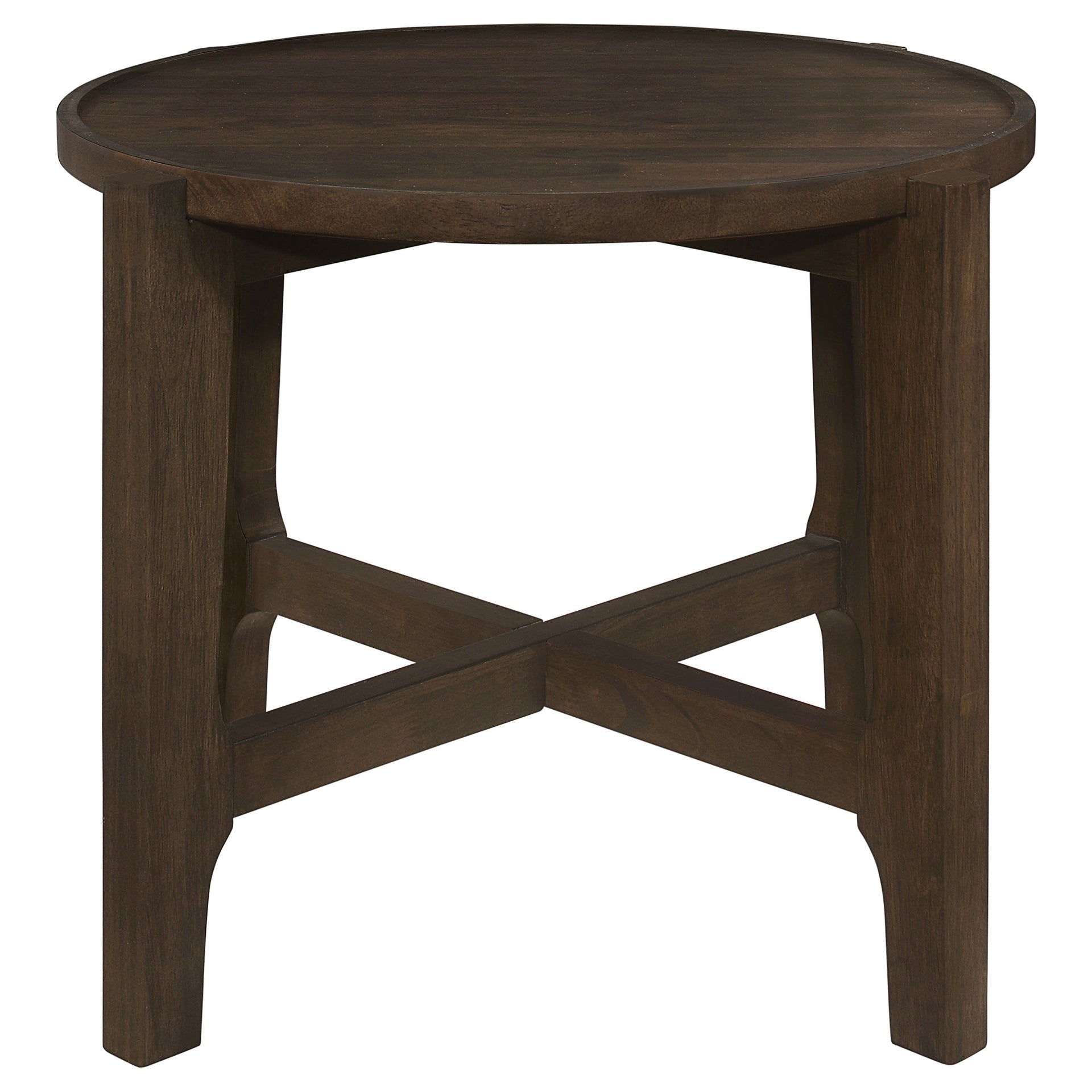Mavis Dark Brown Round Solid Wood End Table