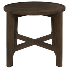 Mavis Dark Brown Round Solid Wood End Table