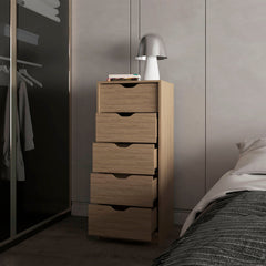 Natural Oak 5-Drawer Dresser for Nurseries and Bedrooms 鈥 Modern Space-Saving Storage