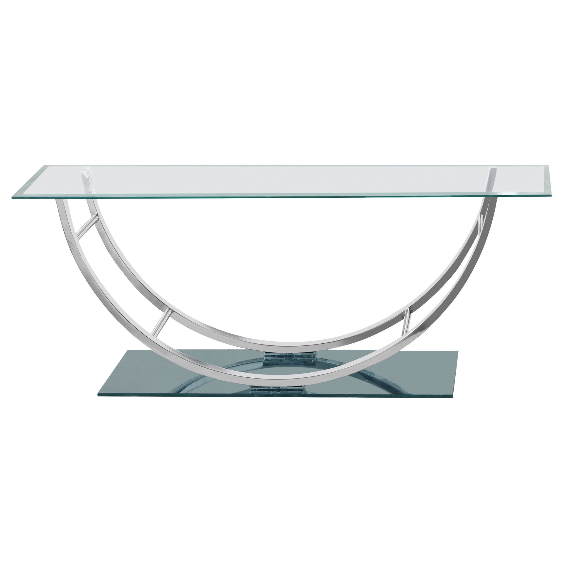 Amelia Chrome Rectangular U-Shaped Glass Top Coffee Table