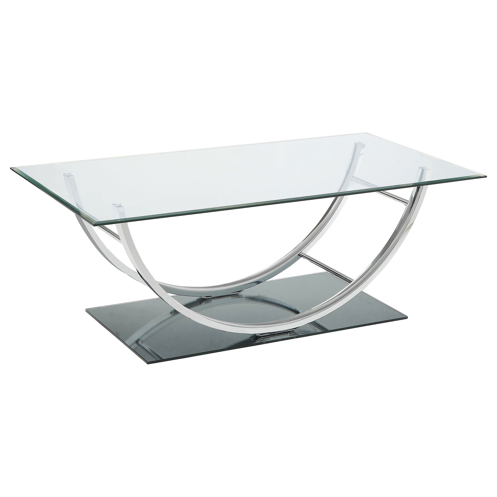 Amelia Chrome Rectangular U-Shaped Glass Top Coffee Table