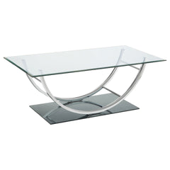 Amelia Chrome Rectangular U-Shaped Glass Top Coffee Table