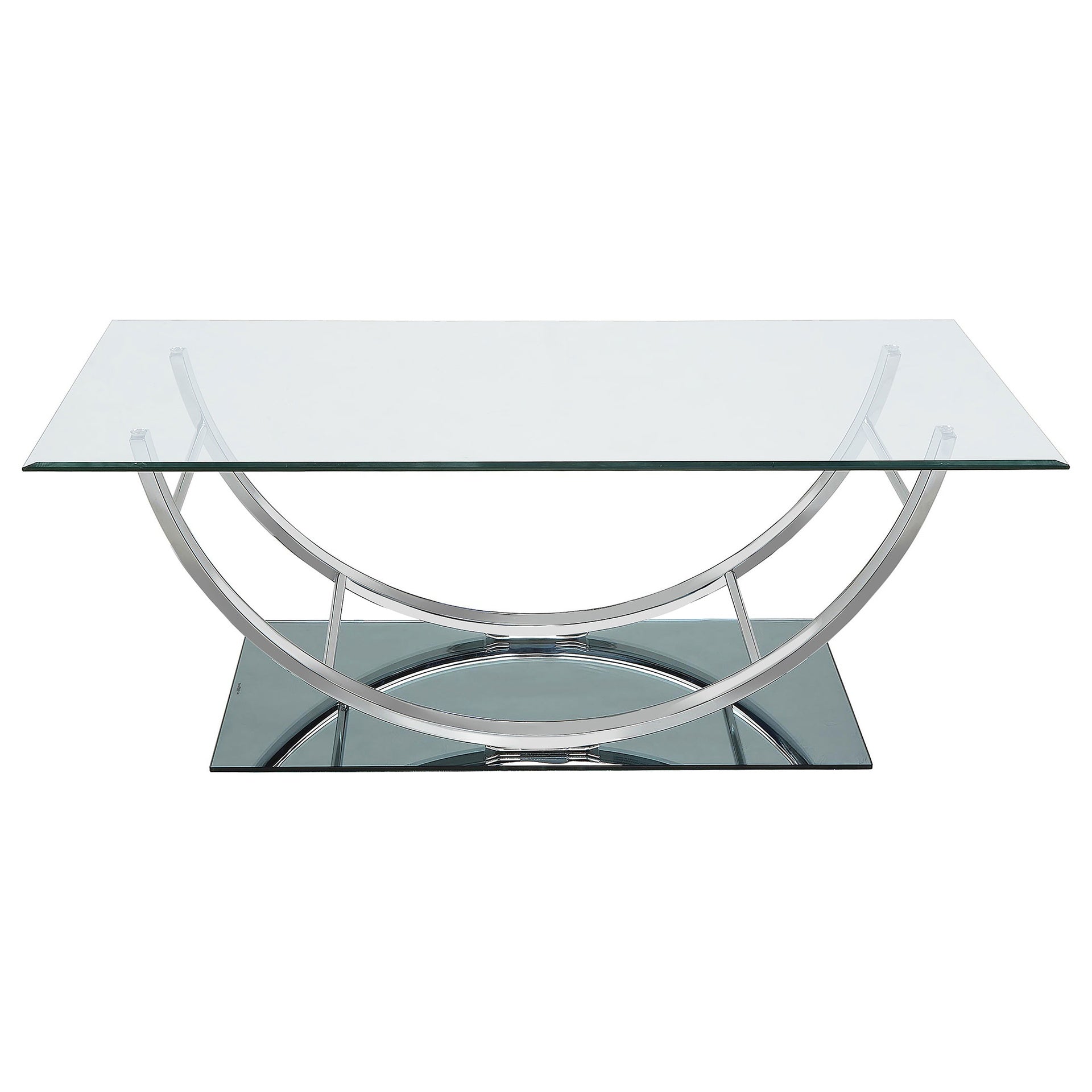 Amelia Chrome Rectangular U-Shaped Glass Top Coffee Table