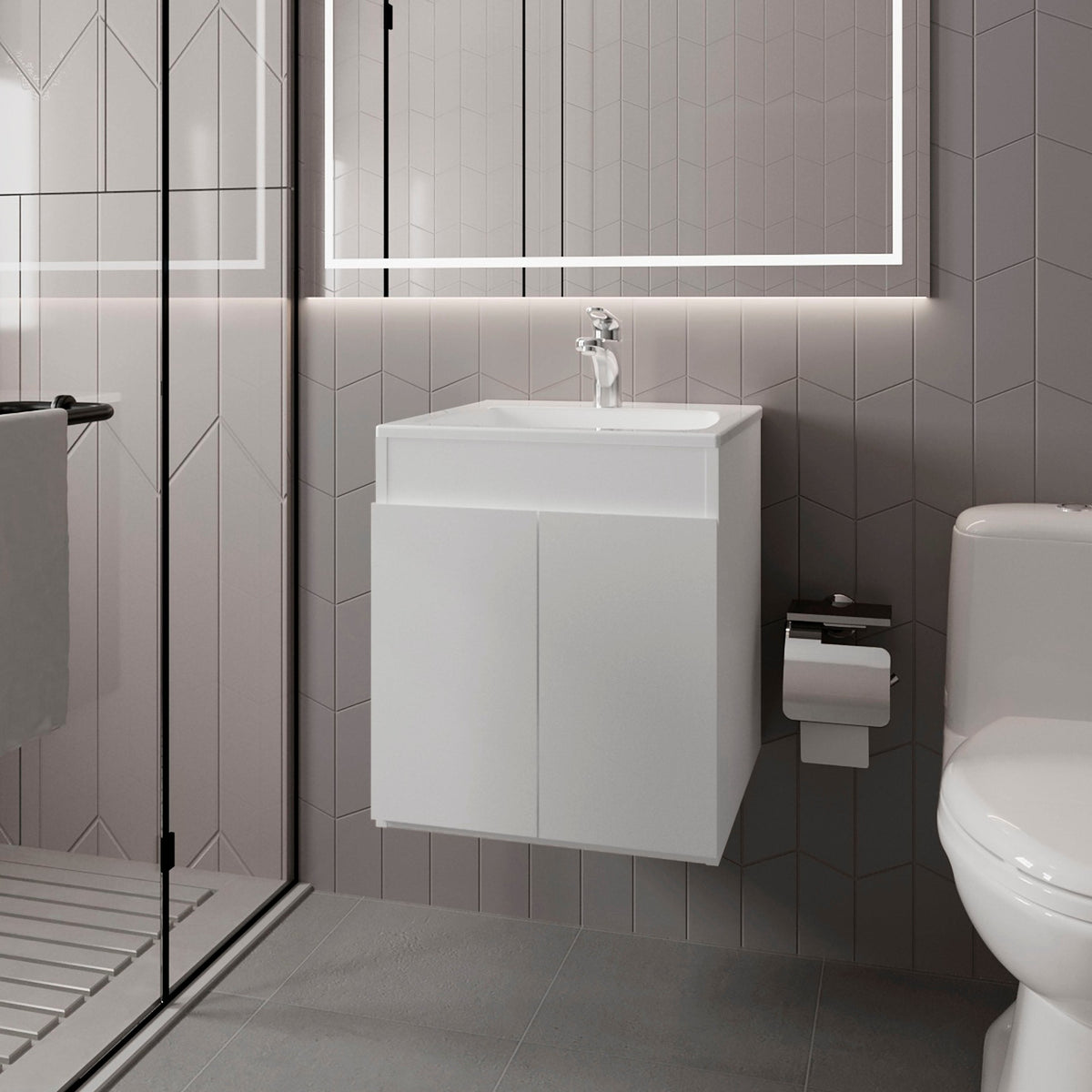 White Bathroom Vanity with two Doors