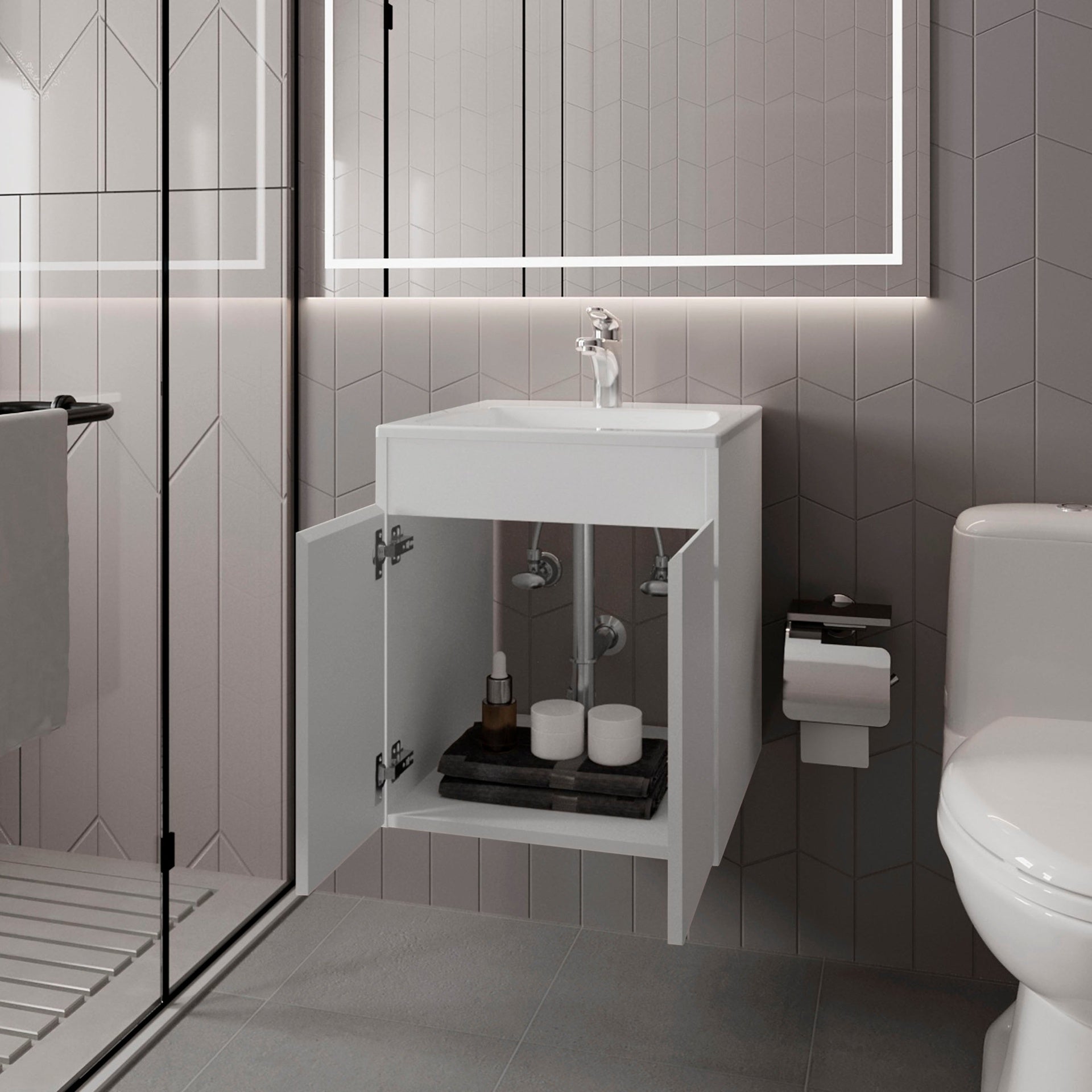 White Bathroom Vanity with two Doors