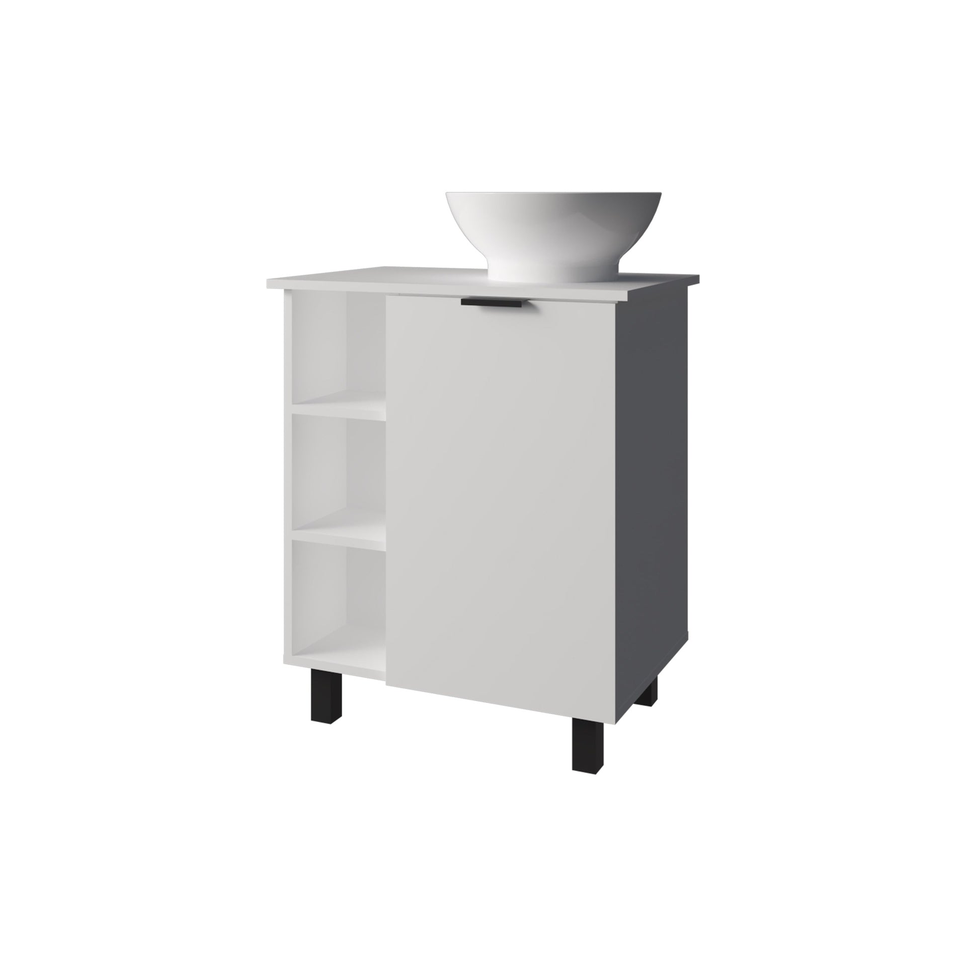 White Bathroom Vanity with 1 Door and 8 Storage Shelf