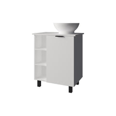 White Bathroom Vanity with 1 Door and 8 Storage Shelf