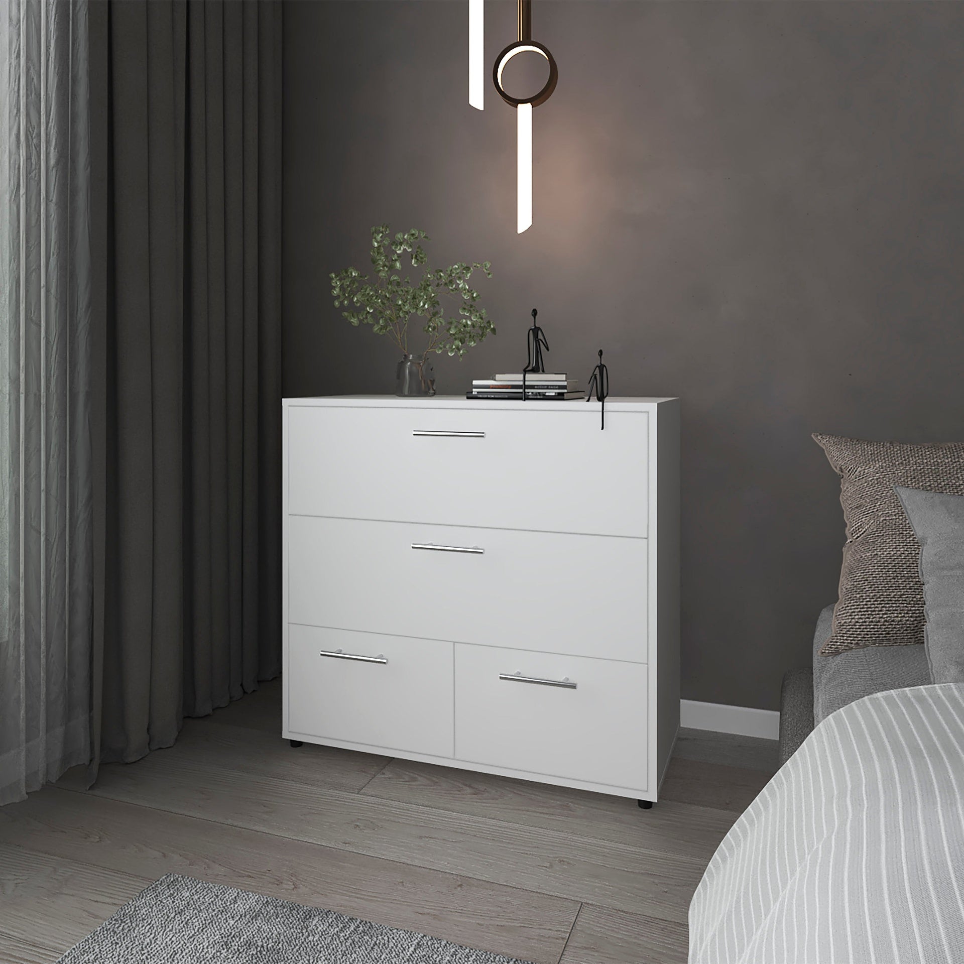 White Dresser with 4 Spacious Drawers