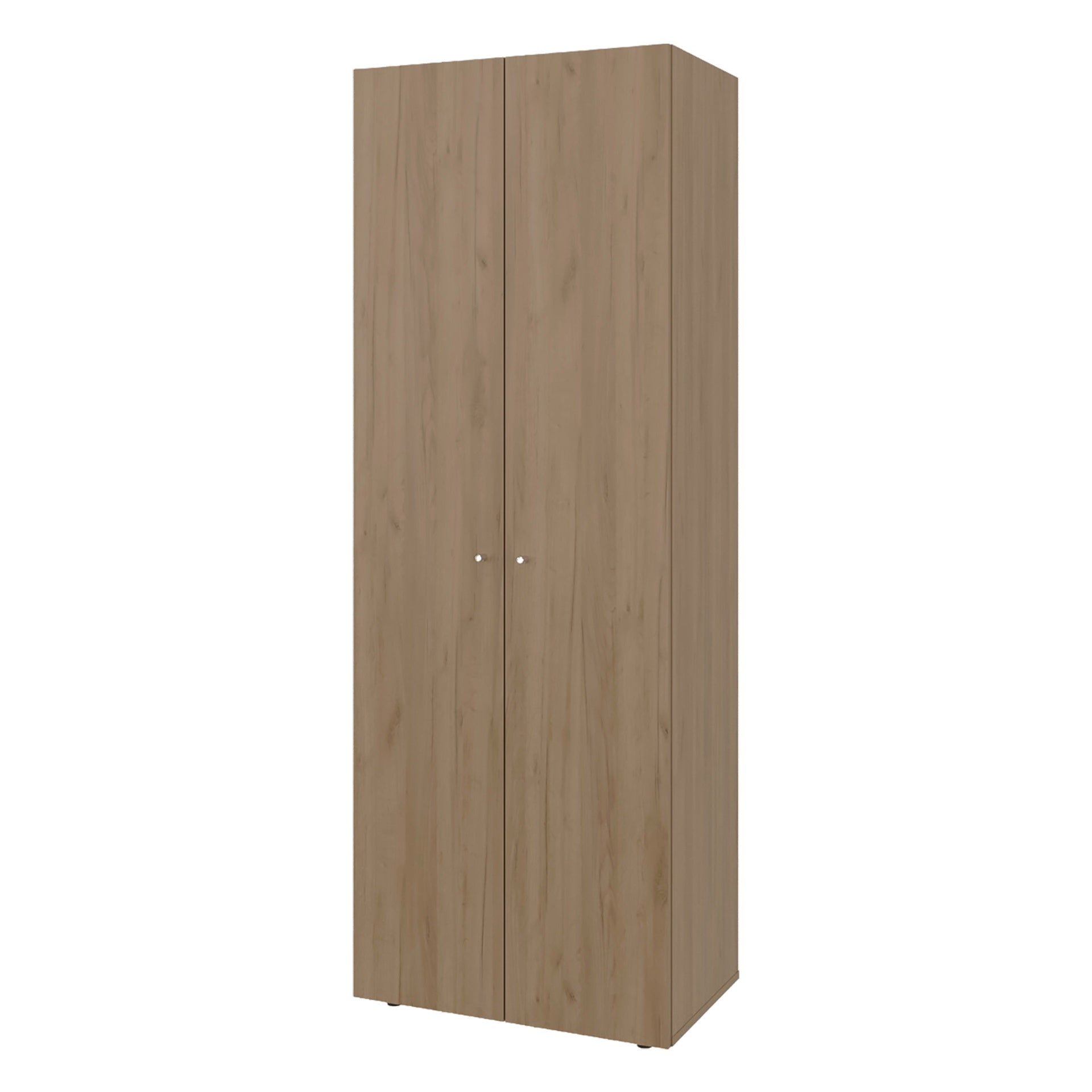 Natural Oak 2-Door Tall Wardrobe Cabinet with 4 Shelf and Vertical Storage