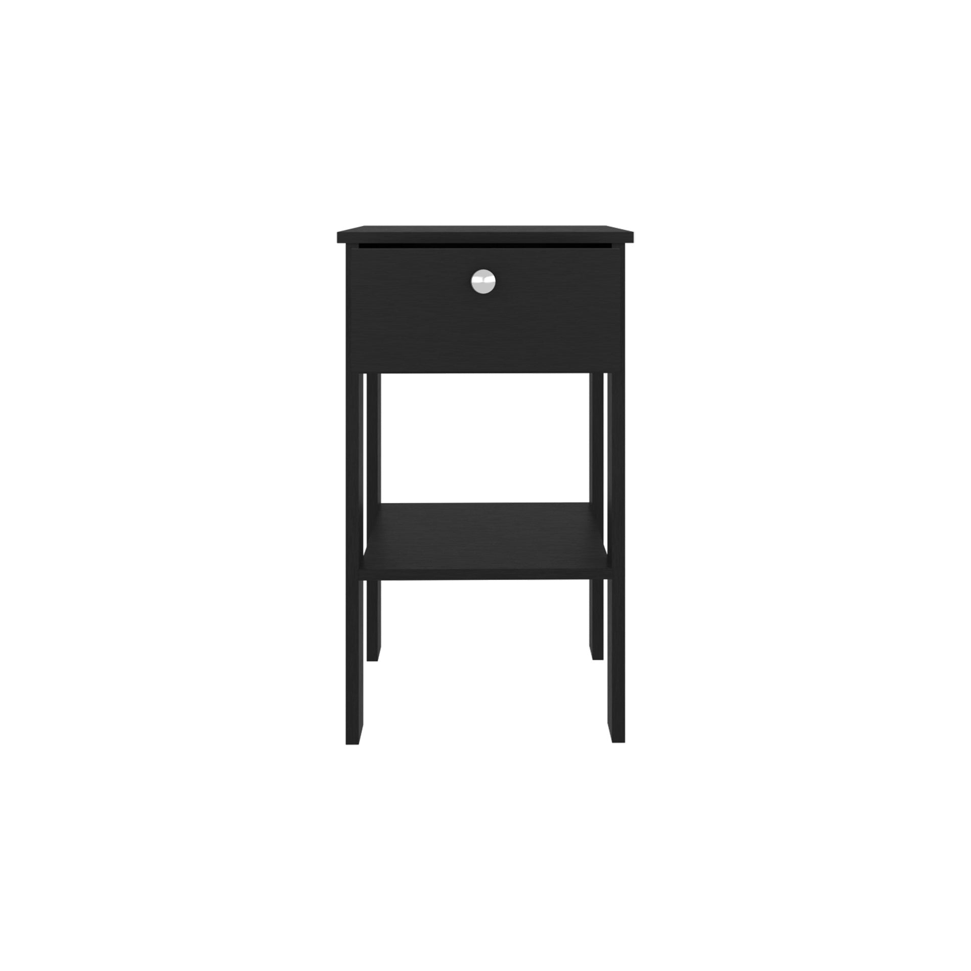 Wenge 1-Drawer Nightstand with Open Shelf
