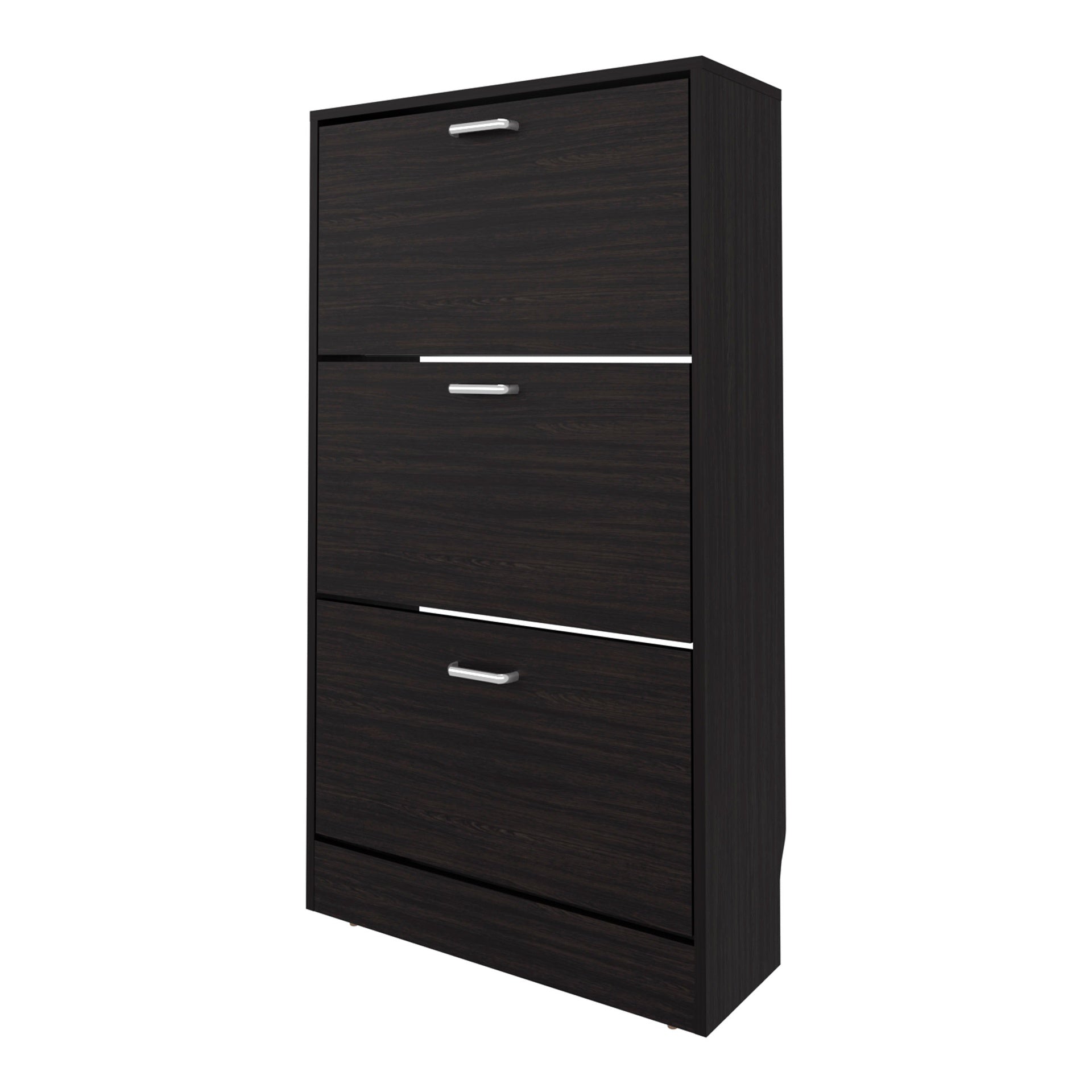 Wenge Shoe Rack with 3 Flip-Down Compartments