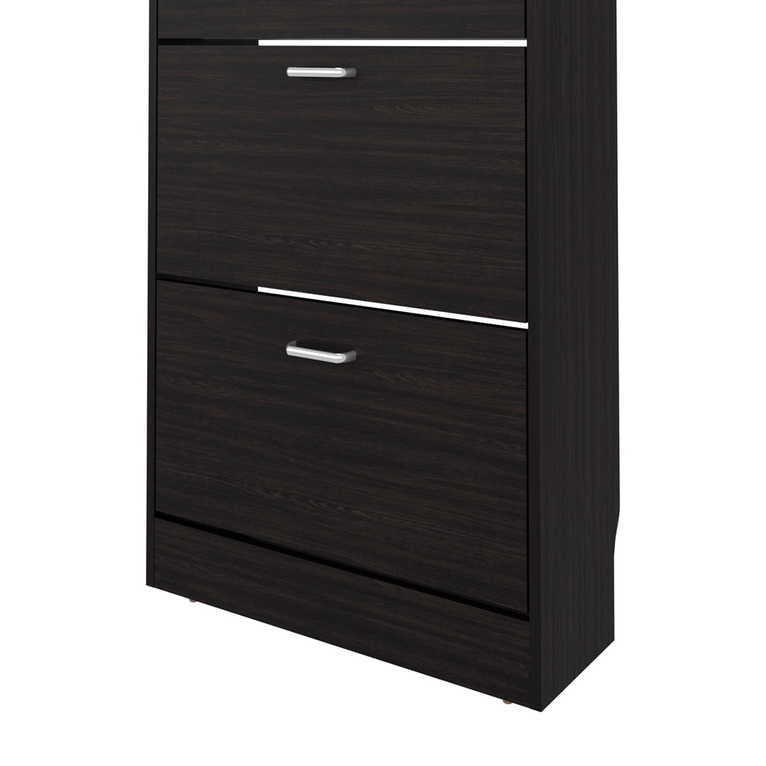 Wenge Shoe Rack with 3 Flip-Down Compartments