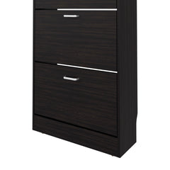 Wenge Shoe Rack with 3 Flip-Down Compartments