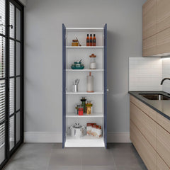 Kronos White and Kronos Blue Multi-Purpose Cupboard with Five Shelf