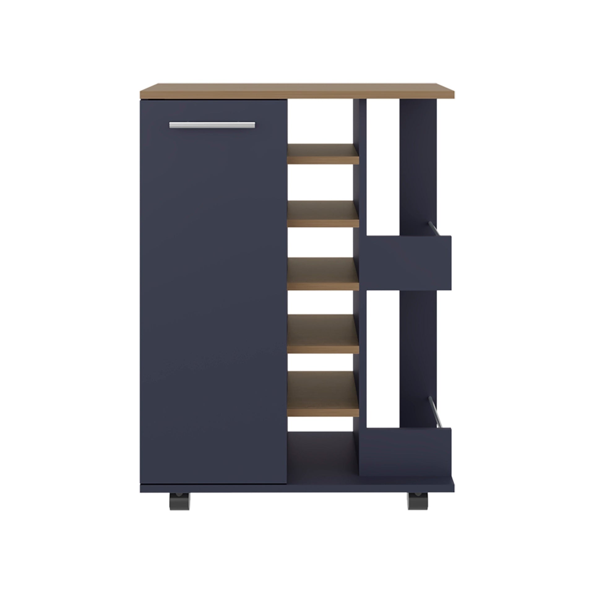 Kronos Ash and Kronos Blue Bar Cabinet with Bottle Racks