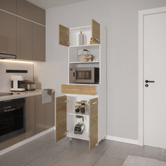 White 4-Door 1-Drawer Kitchen Storage Cabinet