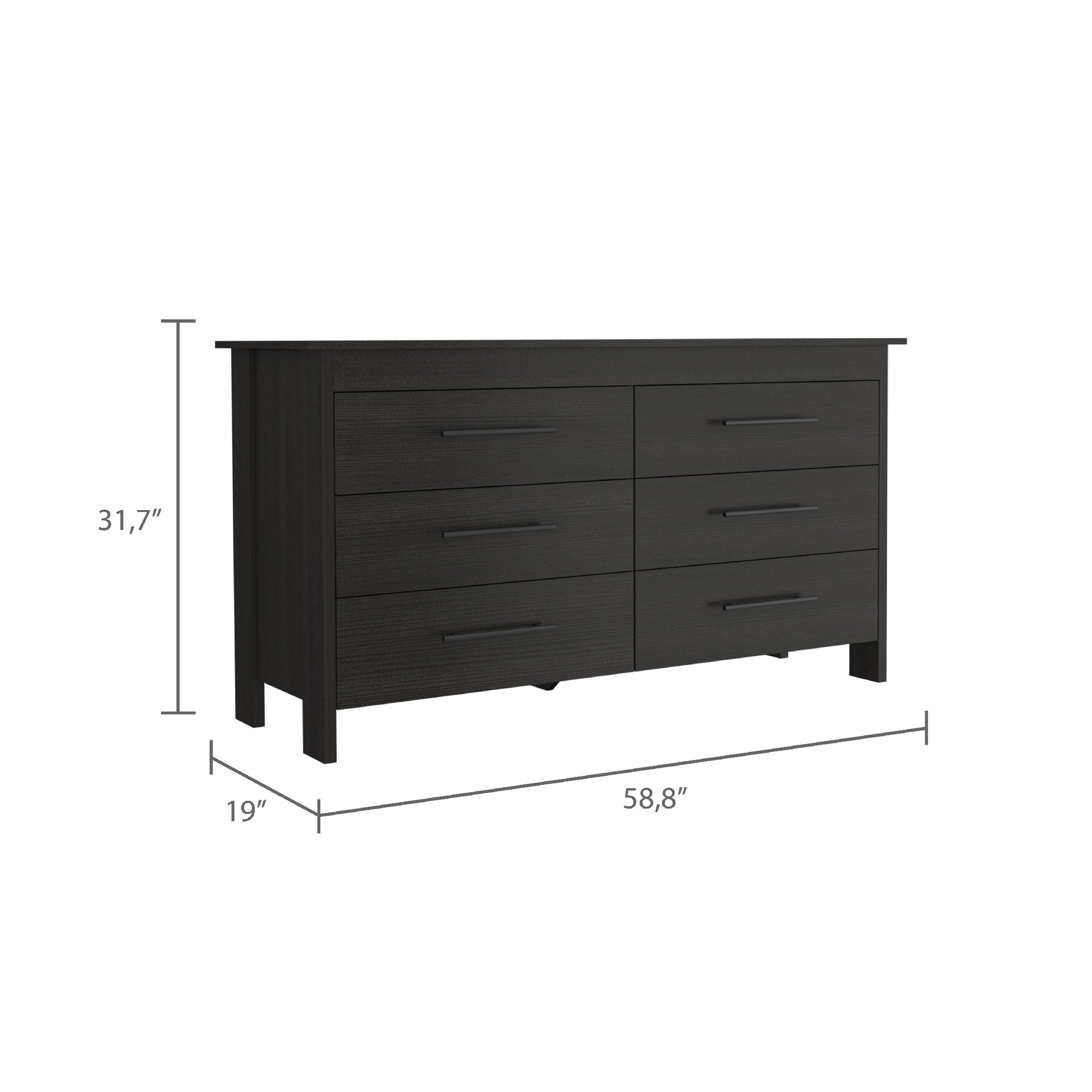 6-Drawer Rectangle Dresser Wenge
