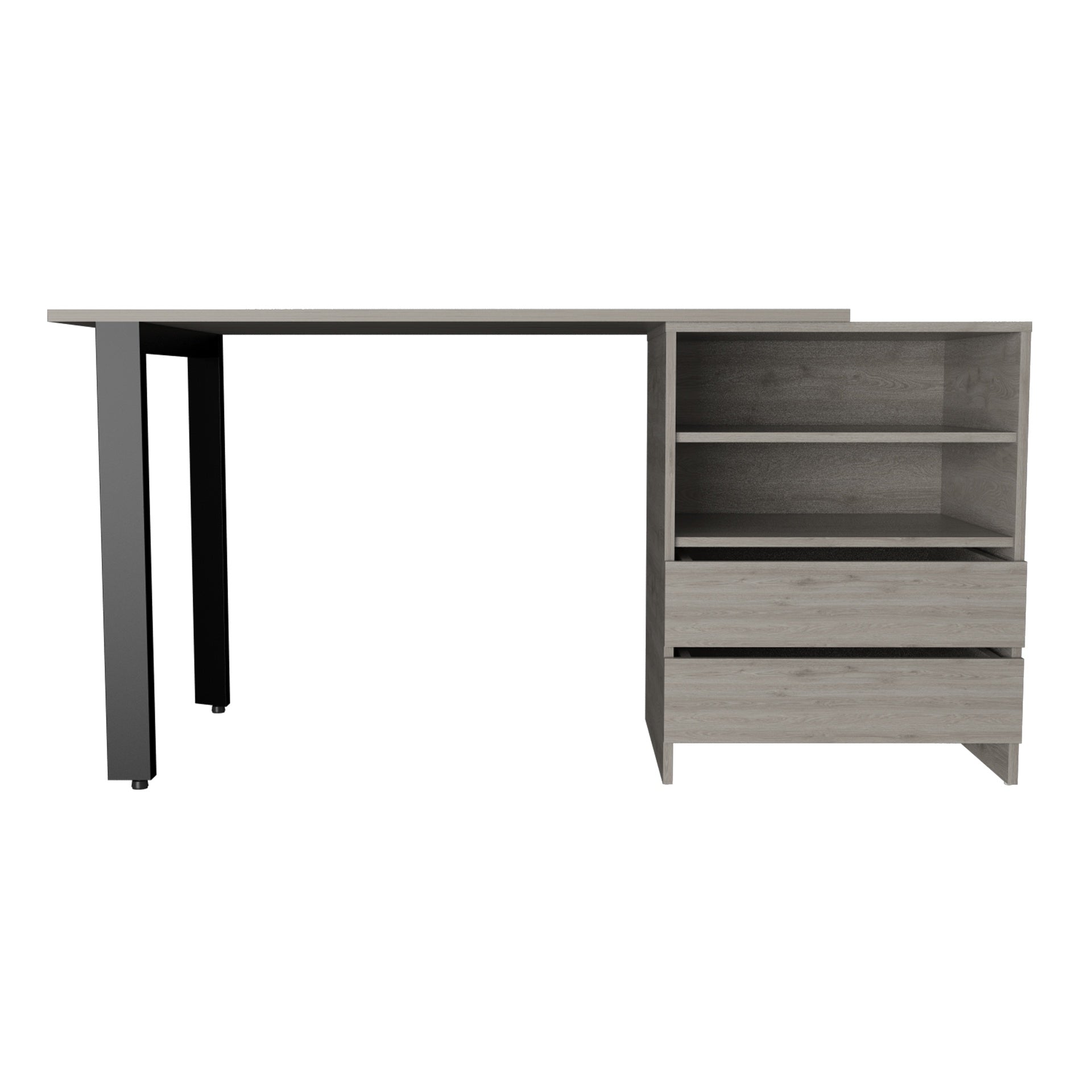 Light Gray 2-Drawer 2-Shelf Writing Desk