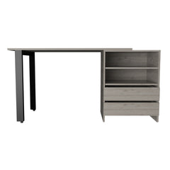 Light Gray 2-Drawer 2-Shelf Writing Desk