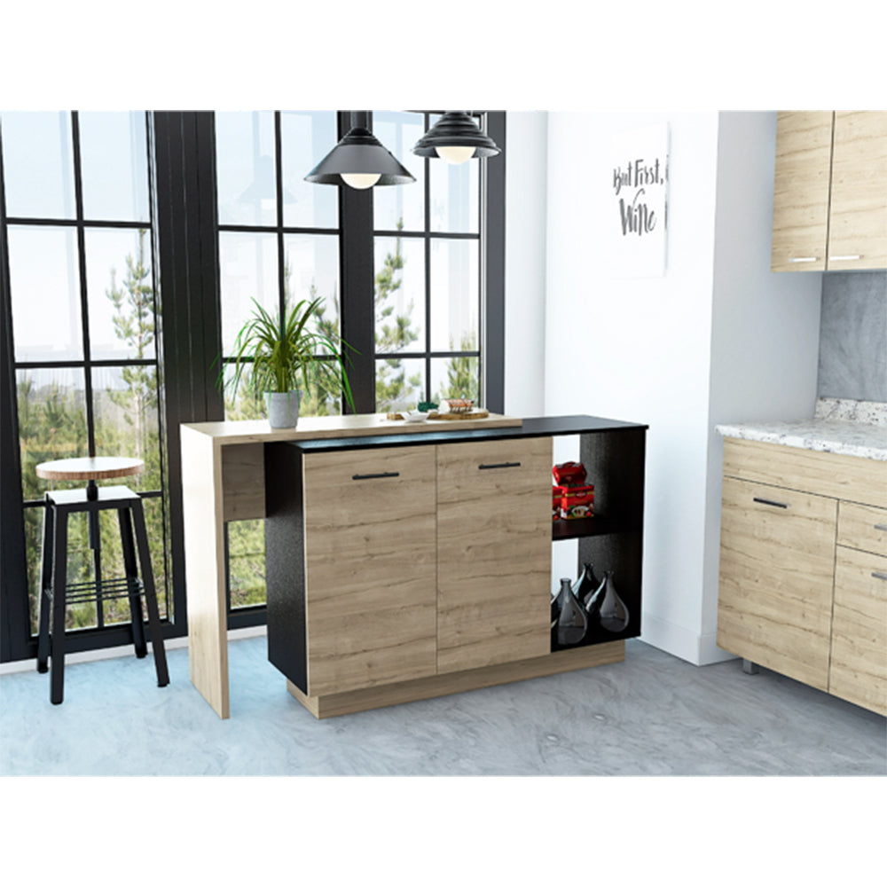 2-Shelf 1-Drawer Kitchen Island Wenge and Light Oak