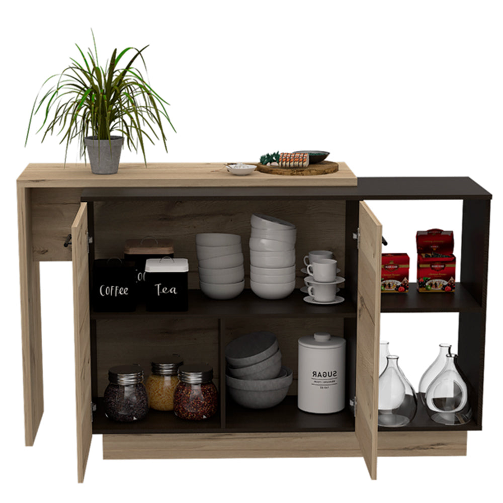 2-Shelf 1-Drawer Kitchen Island Wenge and Light Oak