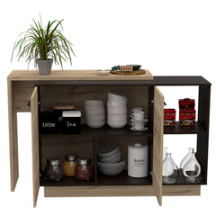 2-Shelf 1-Drawer Kitchen Island Wenge and Light Oak