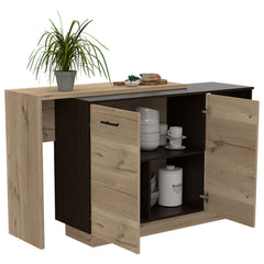 2-Shelf 1-Drawer Kitchen Island Wenge and Light Oak