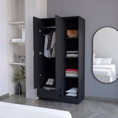 2-Door Armoire with Open Compartment Wenge