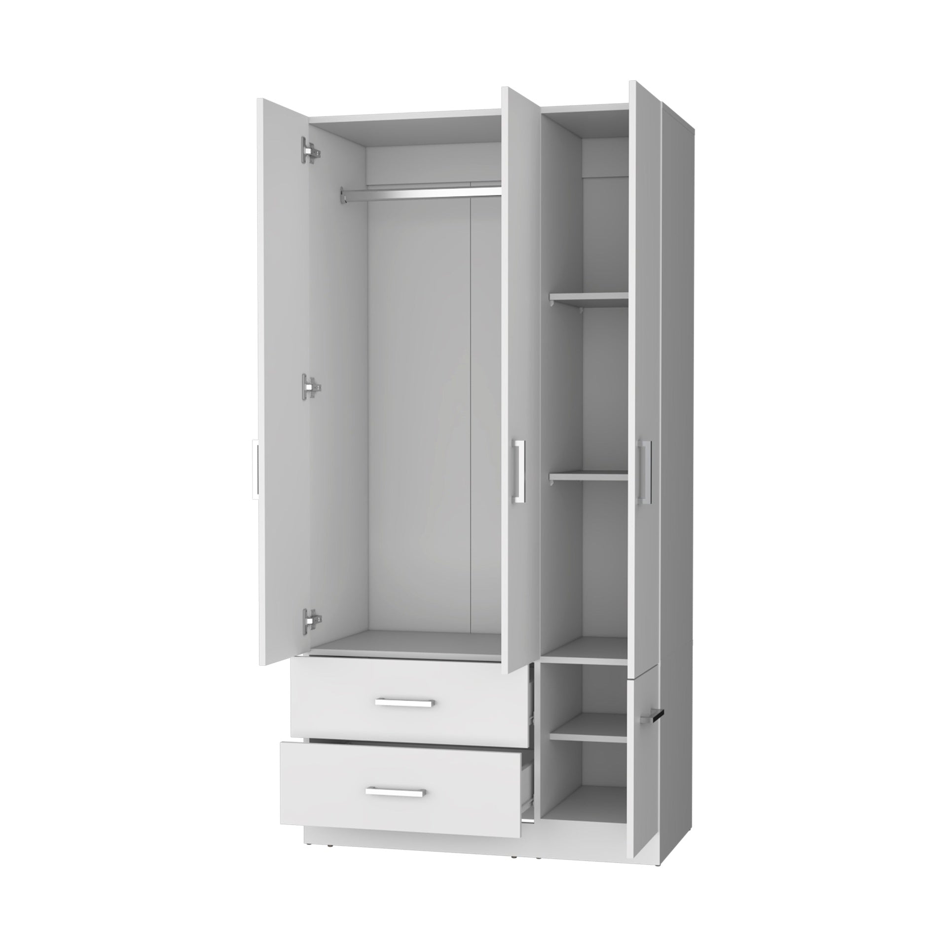 White 4-Door 2-Drawer Armoire