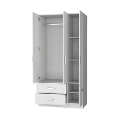 White 4-Door 2-Drawer Armoire