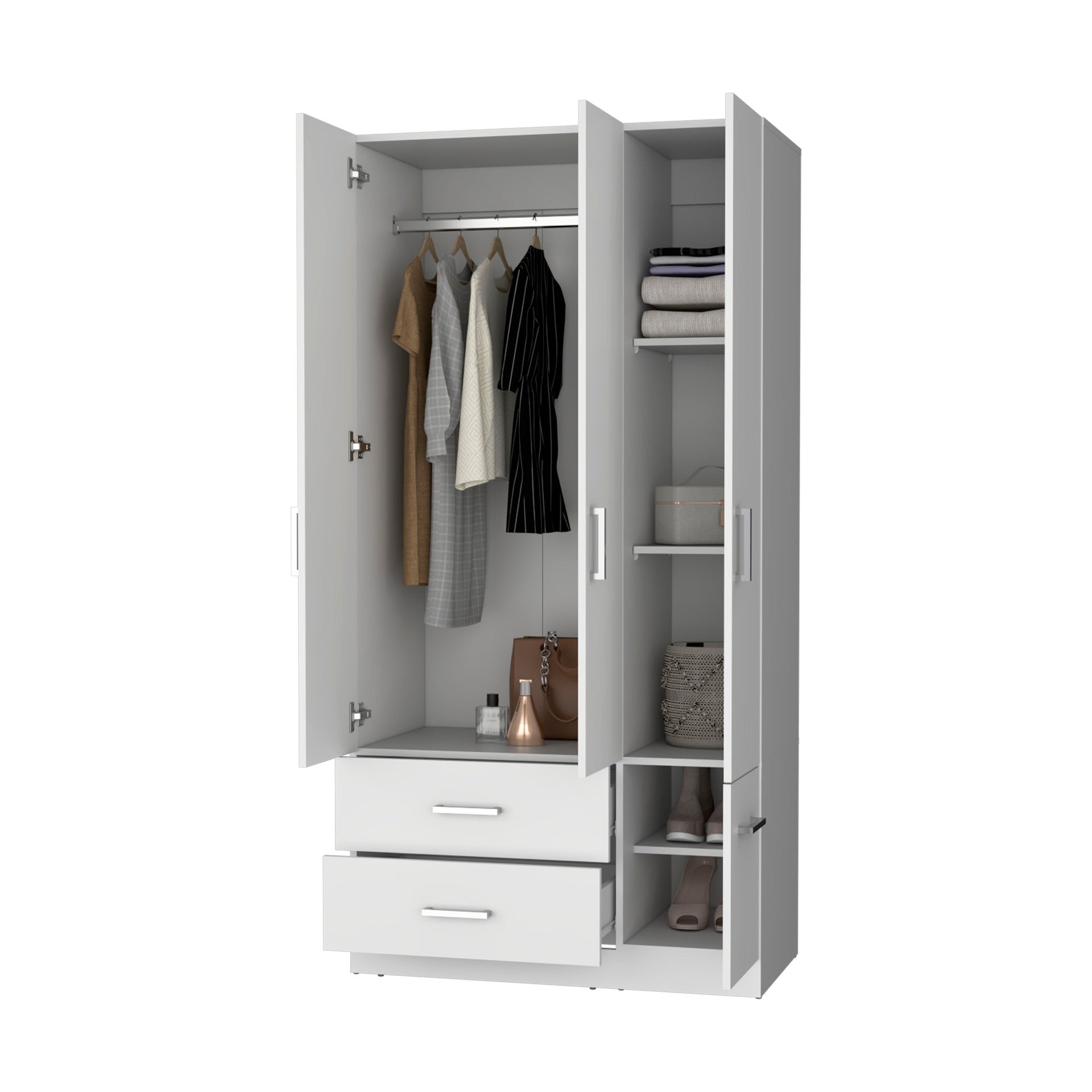 White 4-Door 2-Drawer Armoire