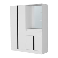 White Wardrobe with Vanity Mirror and Storage